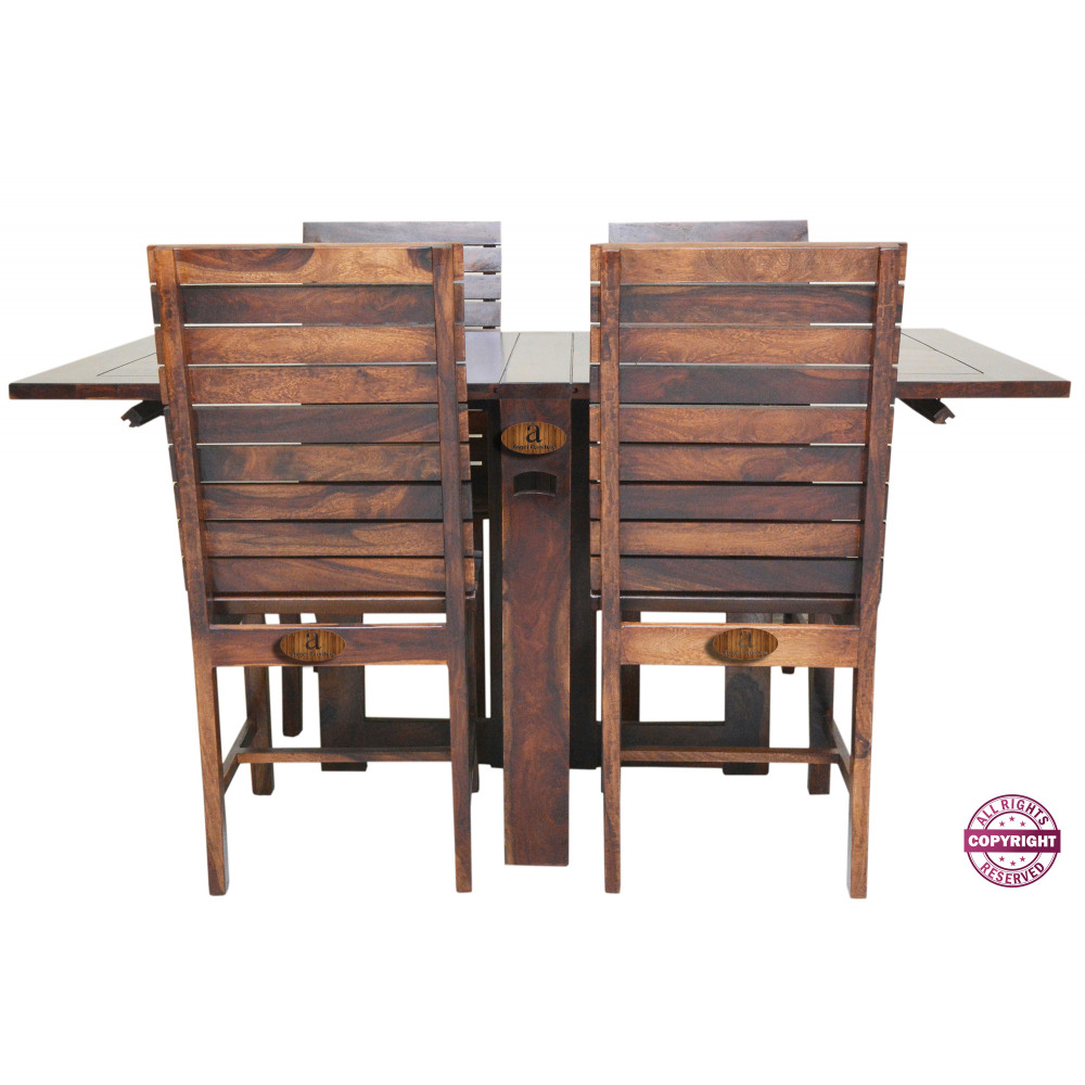 Angels Modish Solid Sheesham Wood Four Seater Dining Table Set Teak Finish Folding Dining Table 1049